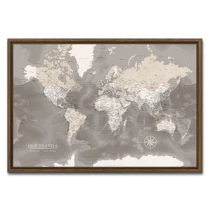 AUTO-MOCKUP WHITE | Saddlewood World Push Pin Map | Walnut Frame | group=3x2