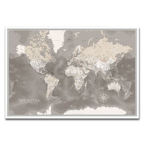 AUTO-MOCKUP WHITE | Saddlewood World Push Pin Map | White Frame | group=3x2