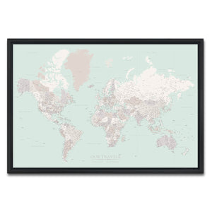 AUTO-MOCKUP WHITE | Sage Horizon World Push Pin Map | Black Frame | group=3x2