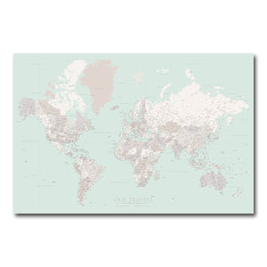 AUTO-MOCKUP WHITE | Sage Horizon World Push Pin Map | No Frame | group=3x2