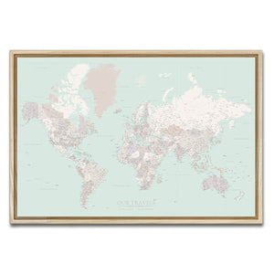AUTO-MOCKUP WHITE | Sage Horizon World Push Pin Map | Natural Frame | group=3x2