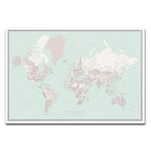 AUTO-MOCKUP WHITE | Sage Horizon World Push Pin Map | White Frame | group=3x2