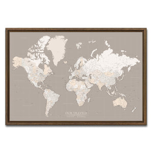 AUTO-MOCKUP WHITE | Sahara World Push Pin Map | Walnut Frame | group=3x2