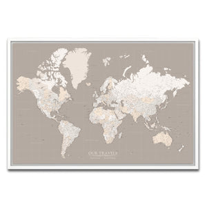 AUTO-MOCKUP WHITE | Sahara World Push Pin Map | White Frame | group=3x2