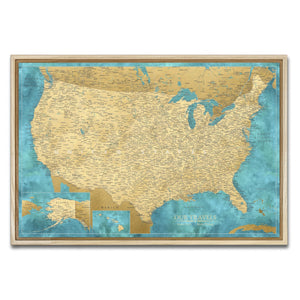 AUTO-MOCKUP WHITE | Sand & Sea US Push Pin Map | Natural Frame | group=3x2