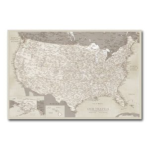 AUTO-MOCKUP WHITE | Sandstone US Push Pin Map | No Frame | group=3x2