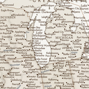 Detail crop of Sandstone US Push Pin Map showing map colors, labels, and cartographic detail