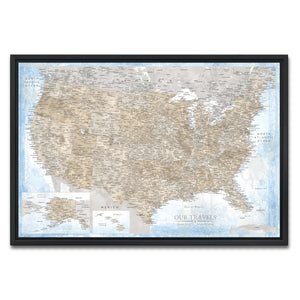 AUTO-MOCKUP WHITE | Seafarer US Push Pin Map | Black Frame | group=3x2