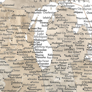 Detail crop of Seafarer US Push Pin Map showing map colors, labels, and cartographic detail