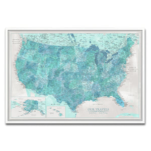 AUTO-MOCKUP WHITE | Seaglass US Push Pin Map | White Frame | group=3x2