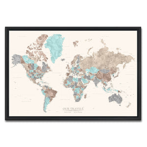 AUTO-MOCKUP WHITE | Sky & Soil World Push Pin Map | Black Frame | group=3x2