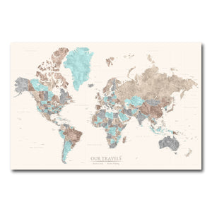AUTO-MOCKUP WHITE | Sky & Soil World Push Pin Map | No Frame | group=3x2