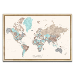 AUTO-MOCKUP WHITE | Sky & Soil World Push Pin Map | Natural Frame | group=3x2