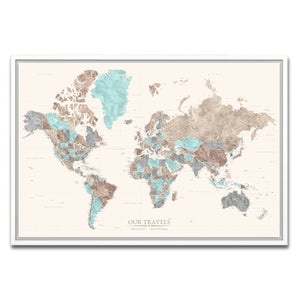 AUTO-MOCKUP WHITE | Sky & Soil World Push Pin Map | White Frame | group=3x2