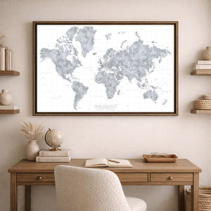 Slate World Push Pin Map