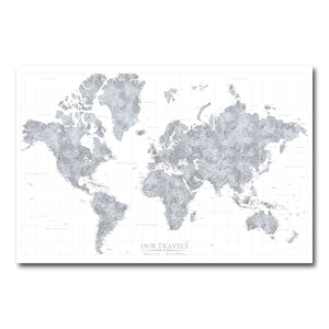 AUTO-MOCKUP WHITE | Slate World Push Pin Map | No Frame | group=3x2