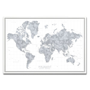 AUTO-MOCKUP WHITE | Slate World Push Pin Map | White Frame | group=3x2