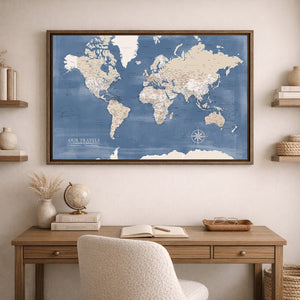 AUTO-MOCKUP ROOM | Soft Steel World Push Pin Map | family=Office | group=3x2