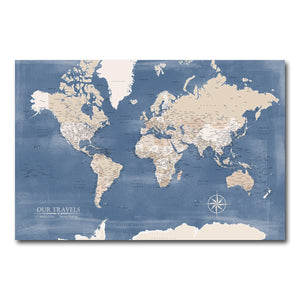 AUTO-MOCKUP WHITE | Soft Steel World Push Pin Map | No Frame | group=3x2