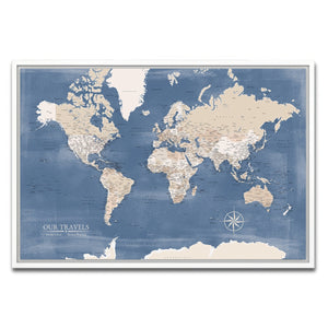AUTO-MOCKUP WHITE | Soft Steel World Push Pin Map | White Frame | group=3x2