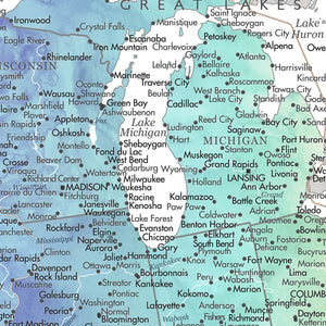 Detail crop of Spectrum US Push Pin Map showing map colors, labels, and cartographic detail