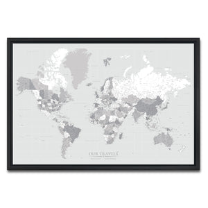 AUTO-MOCKUP WHITE | Steel & Ash World Push Pin Map | Black Frame | group=3x2