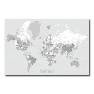 AUTO-MOCKUP WHITE | Steel & Ash World Push Pin Map | No Frame | group=3x2