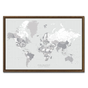 AUTO-MOCKUP WHITE | Steel & Ash World Push Pin Map | Walnut Frame | group=3x2