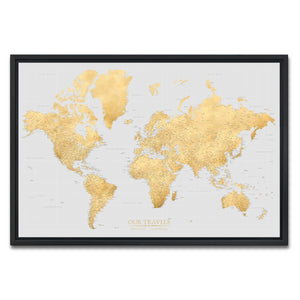 AUTO-MOCKUP WHITE | Stone & Sand World Push Pin Map | Black Frame | group=3x2