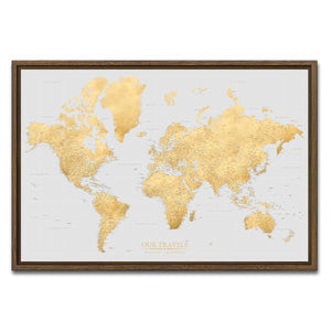 AUTO-MOCKUP WHITE | Stone & Sand World Push Pin Map | Walnut Frame | group=3x2