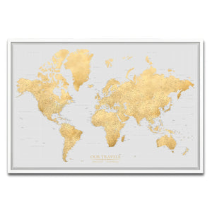 AUTO-MOCKUP WHITE | Stone & Sand World Push Pin Map | White Frame | group=3x2