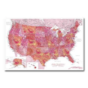 AUTO-MOCKUP WHITE | Sunset Horizon US Push Pin Map | No Frame | group=3x2