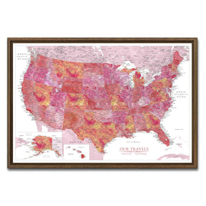 AUTO-MOCKUP WHITE | Sunset Horizon US Push Pin Map | Walnut Frame | group=3x2