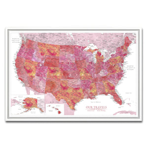 AUTO-MOCKUP WHITE | Sunset Horizon US Push Pin Map | White Frame | group=3x2