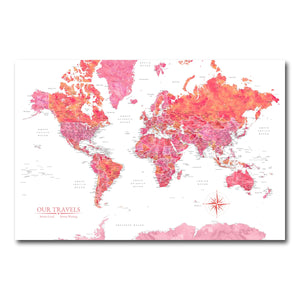 AUTO-MOCKUP WHITE | Sunset World Push Pin Map | No Frame | group=3x2