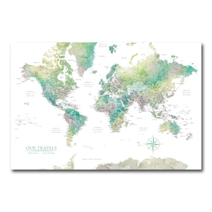 AUTO-MOCKUP WHITE | Tealstone World Push Pin Map | No Frame | group=3x2