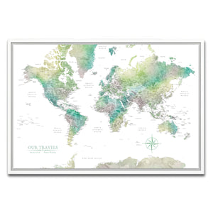 AUTO-MOCKUP WHITE | Tealstone World Push Pin Map | White Frame | group=3x2