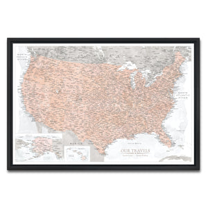 AUTO-MOCKUP WHITE | Terracotta US Push Pin Map | Black Frame | group=3x2