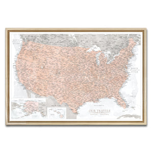 AUTO-MOCKUP WHITE | Terracotta US Push Pin Map | Natural Frame | group=3x2