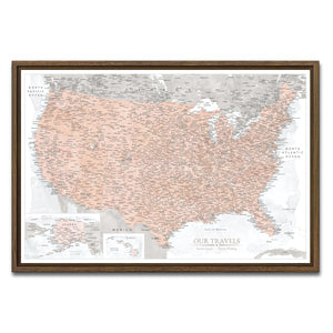 AUTO-MOCKUP WHITE | Terracotta US Push Pin Map | Walnut Frame | group=3x2