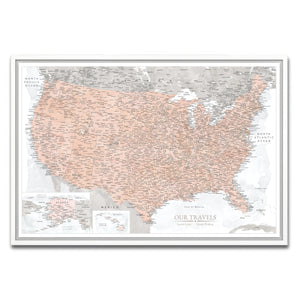 AUTO-MOCKUP WHITE | Terracotta US Push Pin Map | White Frame | group=3x2
