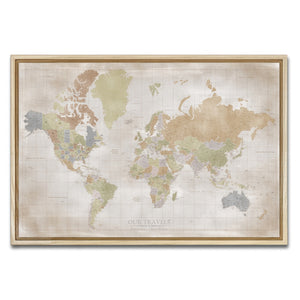 AUTO-MOCKUP WHITE | The Archivist World Push Pin Map | Natural Frame | group=3x2