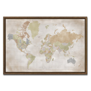 AUTO-MOCKUP WHITE | The Archivist World Push Pin Map | Walnut Frame | group=3x2