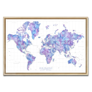 AUTO-MOCKUP WHITE | Twilight Skies World Push Pin Map | Natural Frame | group=3x2