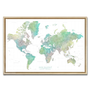 AUTO-MOCKUP WHITE | Verdant World Push Pin Map | Natural Frame | group=3x2