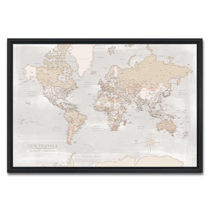 AUTO-MOCKUP WHITE | Vintage World Push Pin Map | Black Frame | group=3x2
