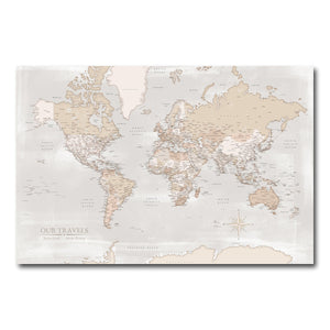 AUTO-MOCKUP WHITE | Vintage World Push Pin Map | No Frame | group=3x2