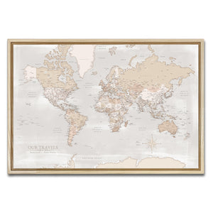 AUTO-MOCKUP WHITE | Vintage World Push Pin Map | Natural Frame | group=3x2
