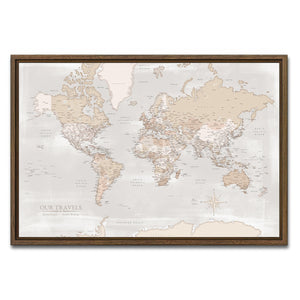 AUTO-MOCKUP WHITE | Vintage World Push Pin Map | Walnut Frame | group=3x2