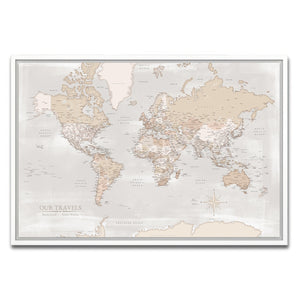 AUTO-MOCKUP WHITE | Vintage World Push Pin Map | White Frame | group=3x2
